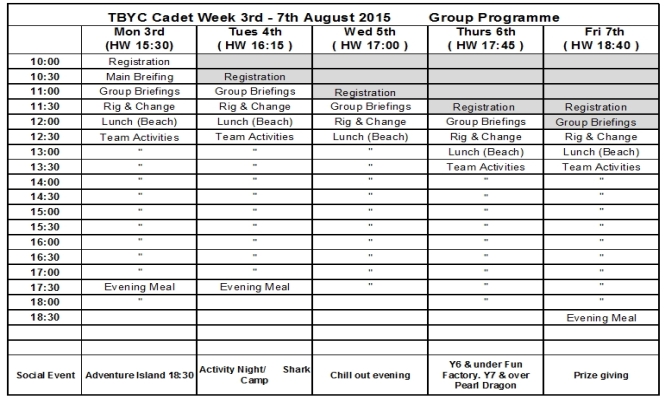 Cadet Week Group Programme 2015
